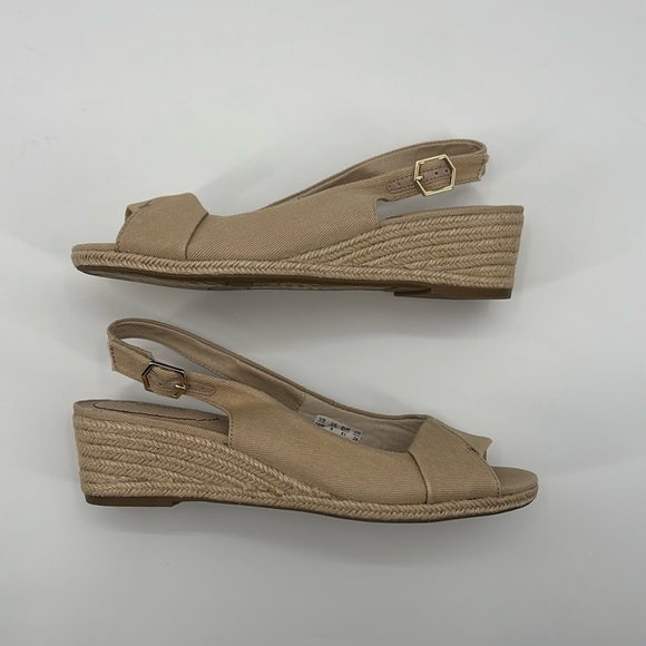 Life Stride Socialite Wedge Sandal tan canvas size 10W New with box - Picture 6 of 9